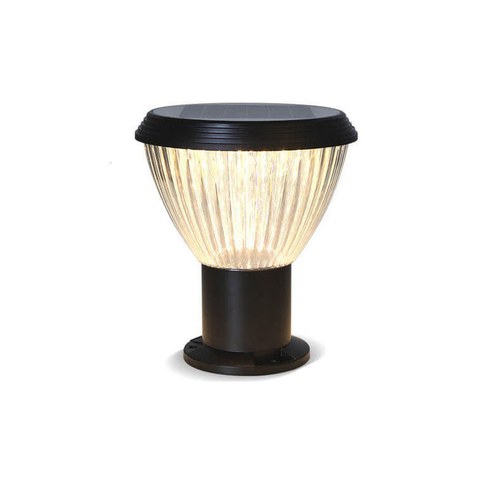 Modern Black Solar Die-Cast Aluminum Glass Outdoor Patio Waterproof Column Head Light | Bowlift