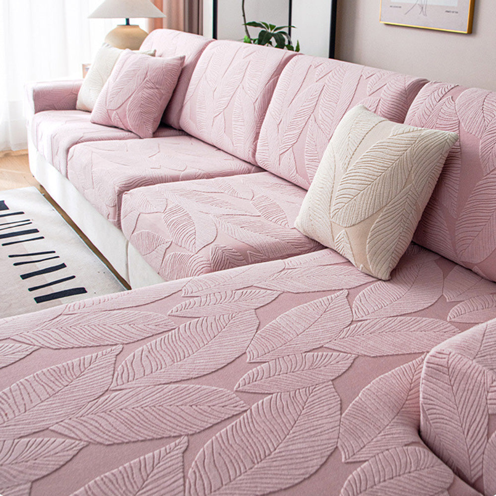BowLift | Modern Leaf Jacquard Waterproof Anti-Scratch Stretch Full Cover Sofa Cover