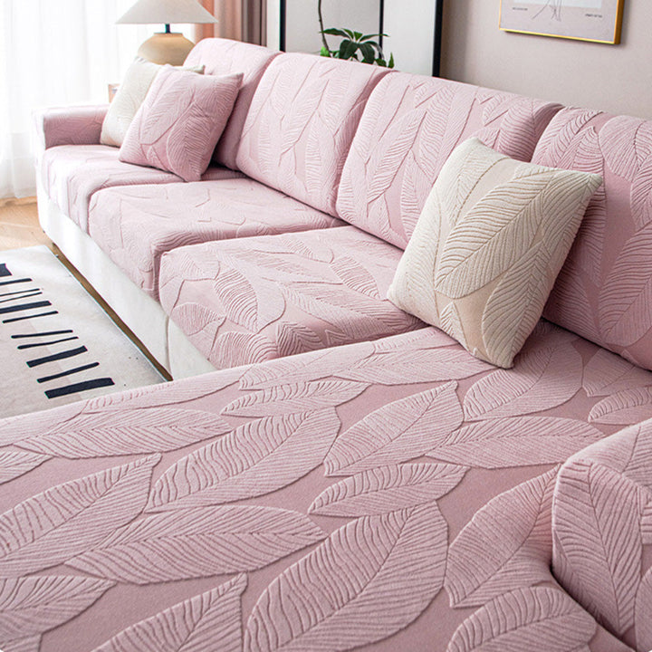 BowLift | Modern Leaf Jacquard Waterproof Anti-Scratch Stretch Full Cover Sofa Cover