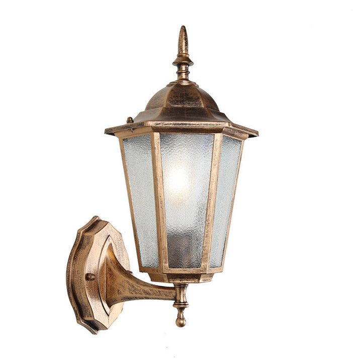 Contemporary Industrial Hexagonal Aluminum Frame Frosted Glass 1-Light Outdoor Wall Sconce Lamp For Garden | Bowlift