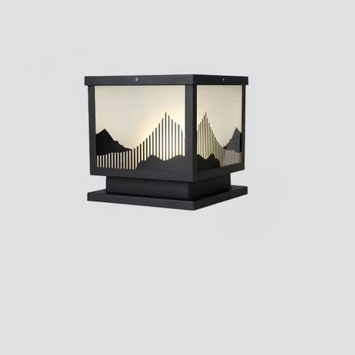 Traditional Chinese Aluminum Glass Square LED Waterproof Solar Landscape Light For Outdoor Patio | Bowlift