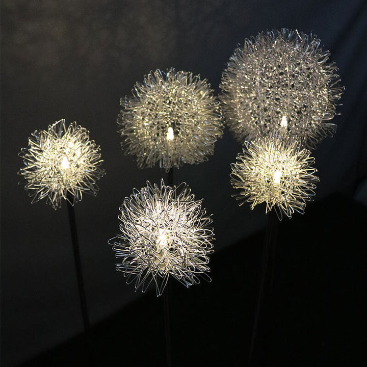 Solar Dandelion Aluminum Wire Globe Light LED Outdoor Waterproof Luminous Garden Insert Ground Landscape Light | Bowlift