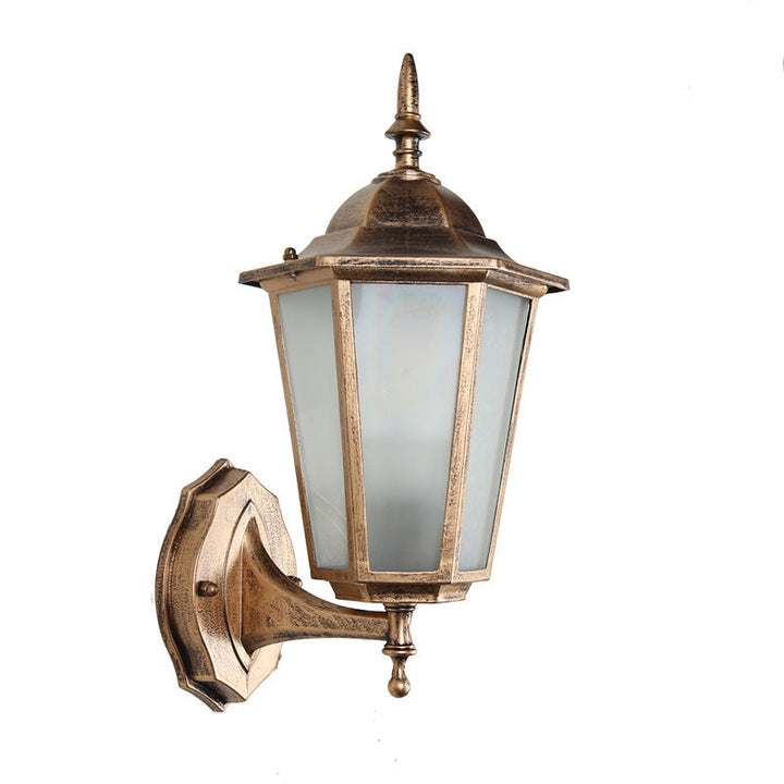 Contemporary Industrial Hexagonal Aluminum Frame Frosted Glass 1-Light Outdoor Wall Sconce Lamp For Garden | Bowlift