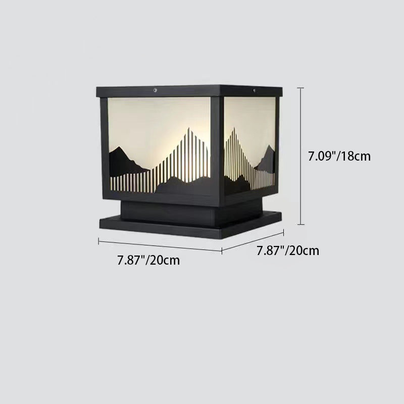 Traditional Chinese Aluminum Glass Square LED Waterproof Solar Landscape Light For Outdoor Patio | Bowlift