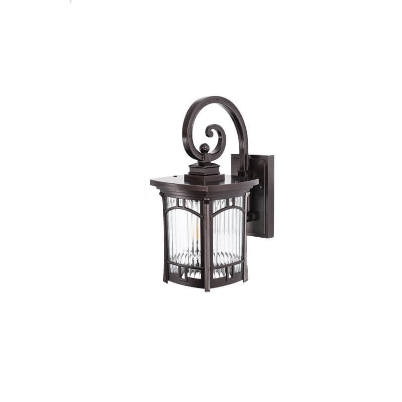 Modern Square Aluminum Glass Carved 1-Light Outdoor Waterproof Wall Sconce Lamp | Bowlift
