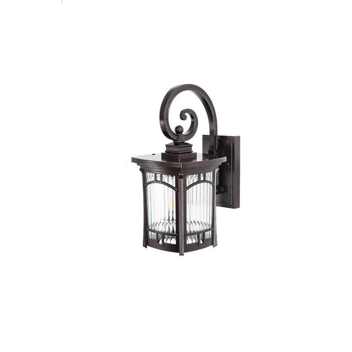 Modern Square Aluminum Glass Carved 1-Light Outdoor Waterproof Wall Sconce Lamp | Bowlift
