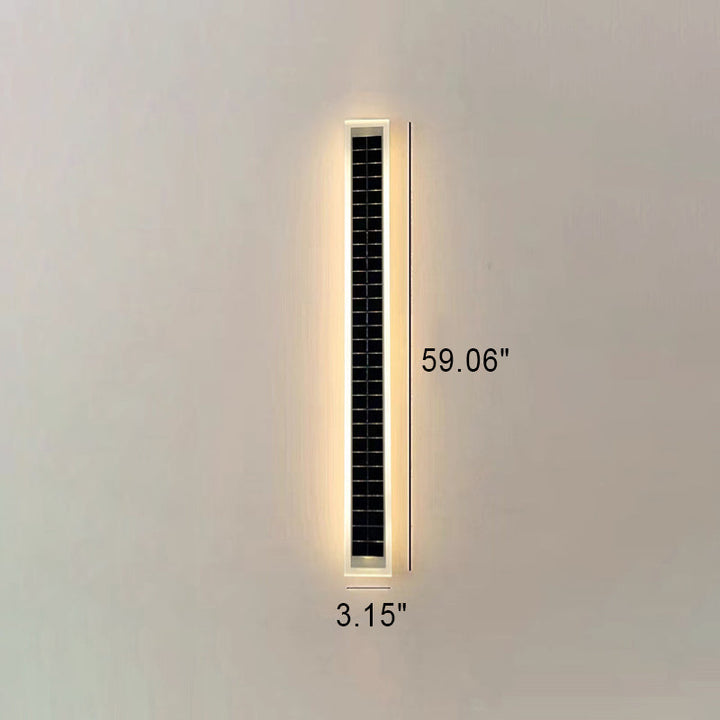 Minimalist Outdoor Solar Rectangular Strip Waterproof Patio LED Wall Sconce Lamp | Bowlift