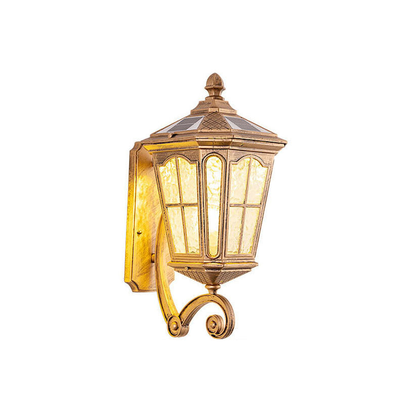 European Solar Outdoor Lantern Aluminum Glass Waterproof 1-Light Wall Sconce Lamp | Bowlift