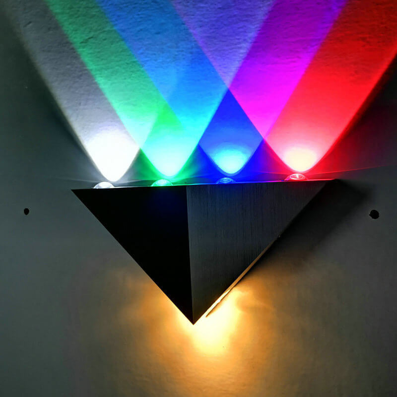 BowLift | TriLumina Prism LED Wall Light | Creative Pyramid Design | Aluminum & Acrylic | Colored Light Options