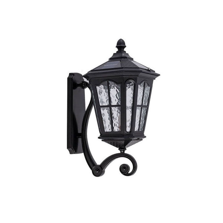 European Solar Outdoor Lantern Aluminum Glass Waterproof 1-Light Wall Sconce Lamp | Bowlift