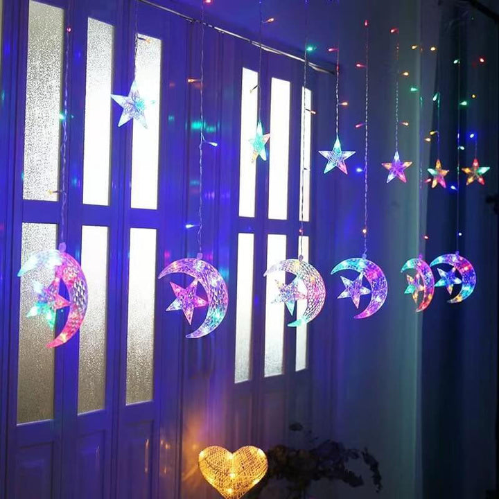 BowLift | LED Solar Star Moon Curtain Light  Christmas Outdoor Patio Decorative Camping String Lights