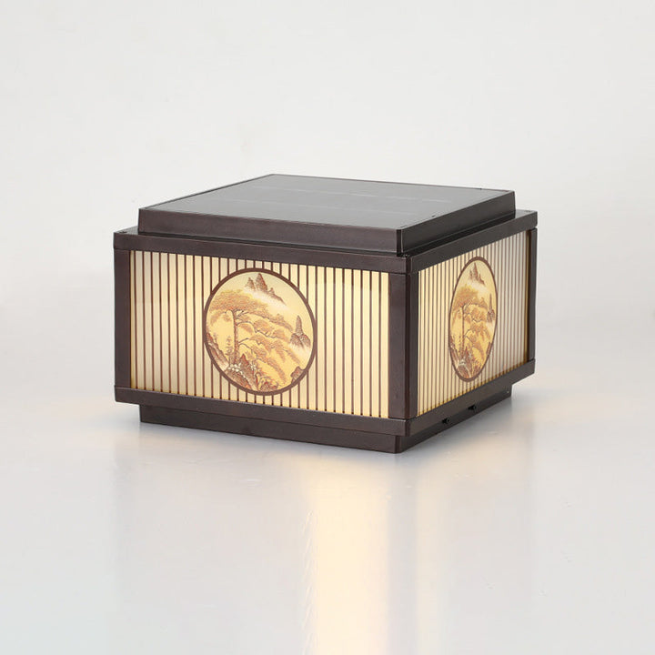 Modern Minimalist Solar Waterproof Square Aluminum Glass LED Post Head Light For Garden | Bowlift