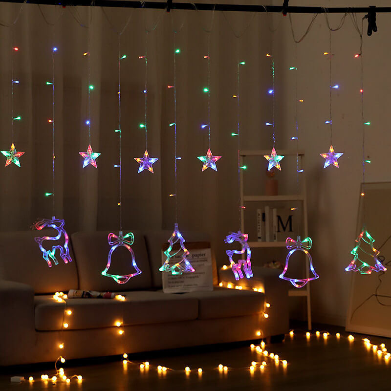 BowLift | LED Solar Star Moon Curtain Light  Christmas Outdoor Patio Decorative Camping String Lights
