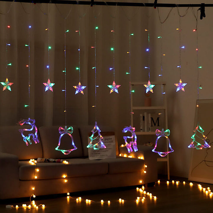 BowLift | LED Solar Star Moon Curtain Light  Christmas Outdoor Patio Decorative Camping String Lights