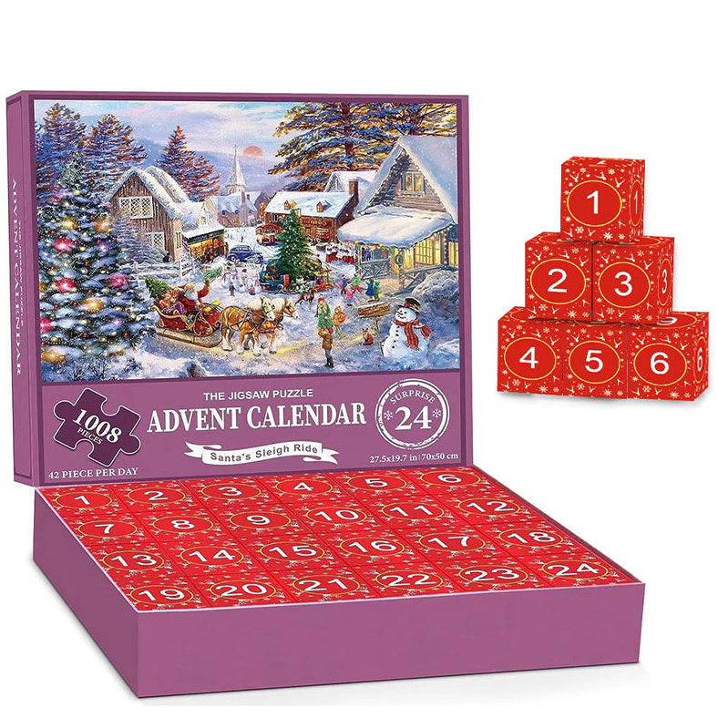 BowLift | 1000PCS Christmas Jigsaw Puzzles Advent Calendar  - Christmas Gift