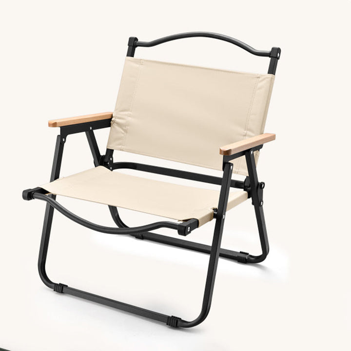 Modern Minimalist Square Fabric Carbon Steel Beech Wood Backrest Armrest Folding Chair For Outdoor | Bowlift