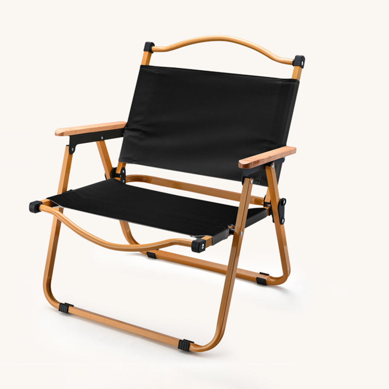 Modern Minimalist Square Fabric Carbon Steel Beech Wood Backrest Armrest Folding Chair For Outdoor | Bowlift