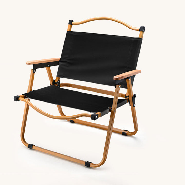 Modern Minimalist Square Fabric Carbon Steel Beech Wood Backrest Armrest Folding Chair For Outdoor | Bowlift