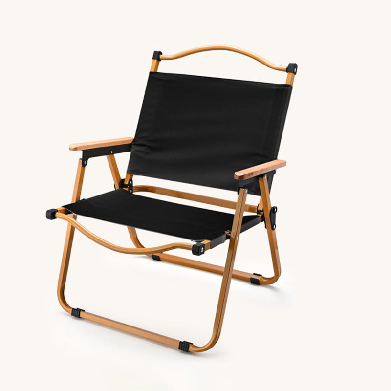 Modern Minimalist Square Fabric Carbon Steel Beech Wood Backrest Armrest Folding Chair For Outdoor | Bowlift
