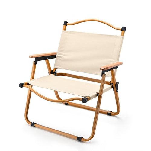 Modern Minimalist Square Fabric Carbon Steel Beech Wood Backrest Armrest Folding Chair For Outdoor | Bowlift