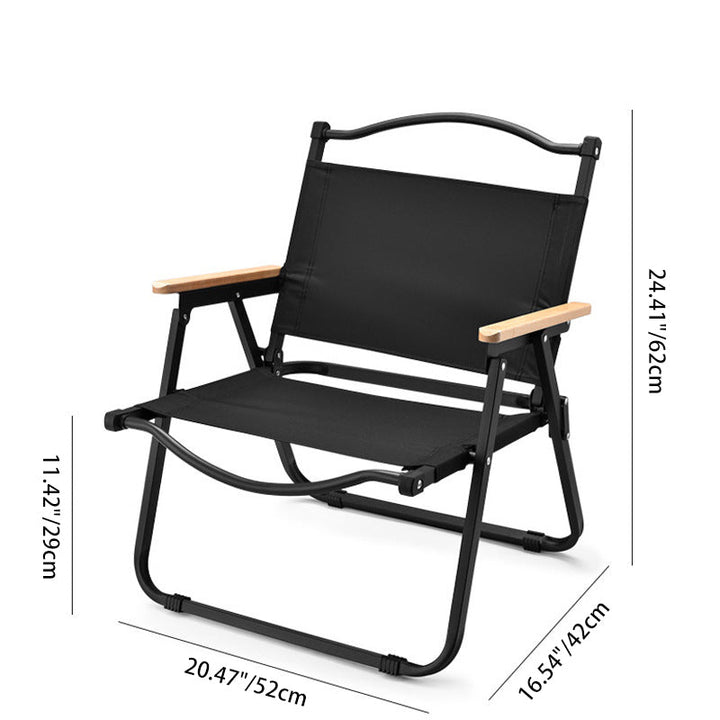 Modern Minimalist Square Fabric Carbon Steel Beech Wood Backrest Armrest Folding Chair For Outdoor | Bowlift