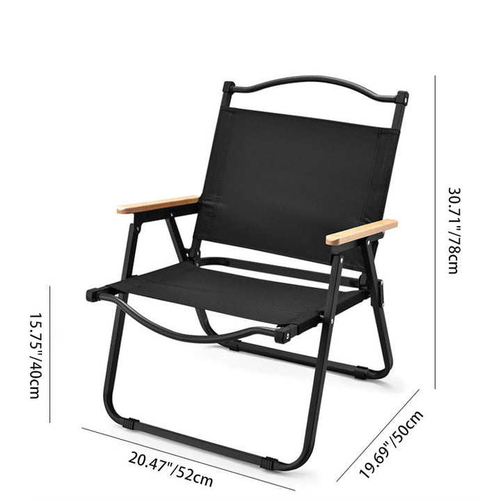 Modern Minimalist Square Fabric Carbon Steel Beech Wood Backrest Armrest Folding Chair For Outdoor | Bowlift