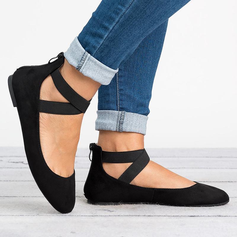 BowLift | Women Pu Nubuck Flat Casual Ballerina Shoes
