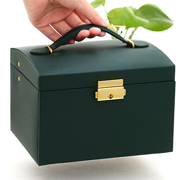 BowLift | Large Jewelry Earing and Necklace Box Storage Holder Organizer for Women and Guys Case Stand with Drawers and Lock