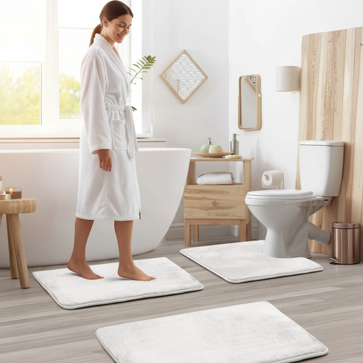 BowLift | Soft Memory Foam Bath Mat Set with Non-Slip Surface