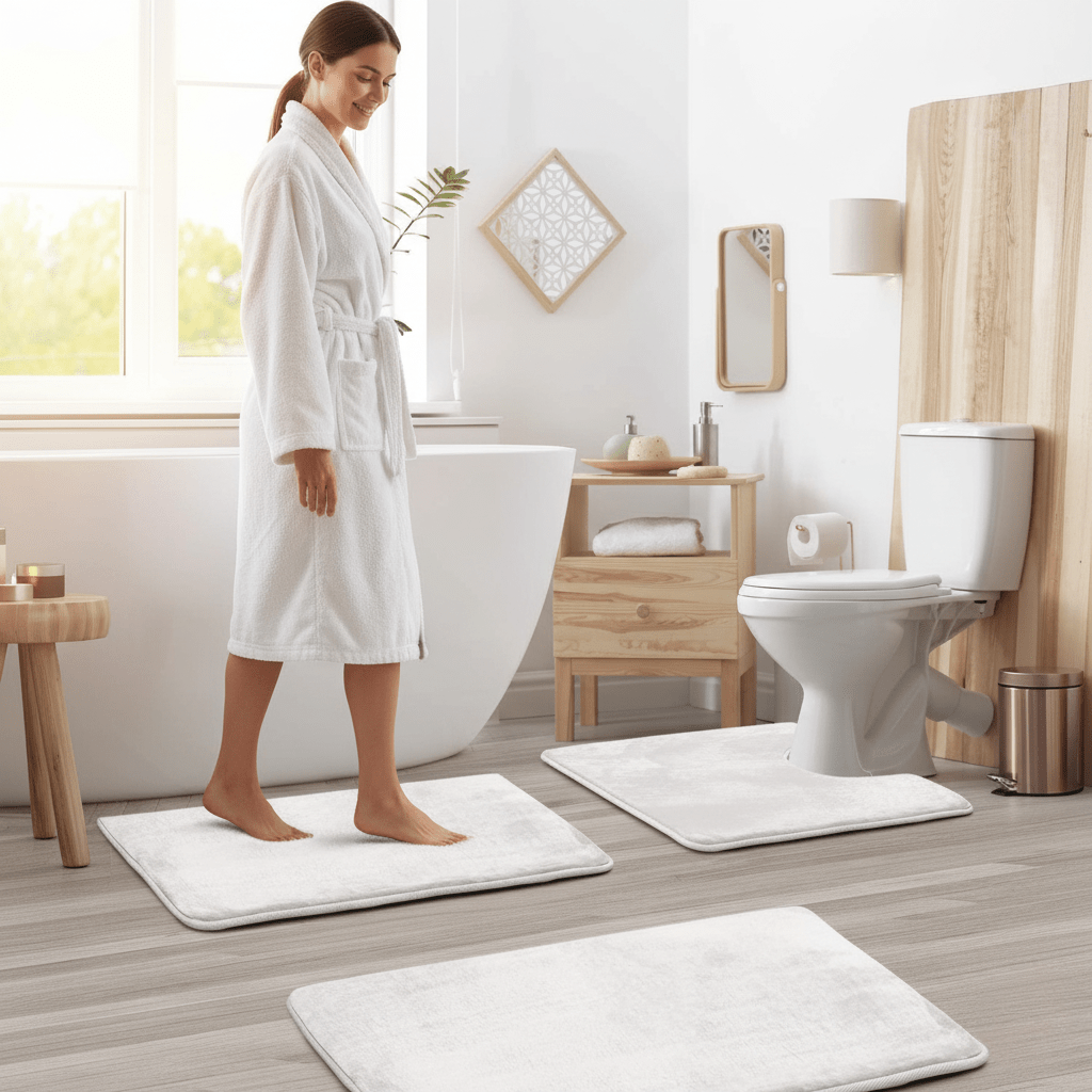 BowLift | Ultra-soft memory foam bath mat set with quick-drying fabric