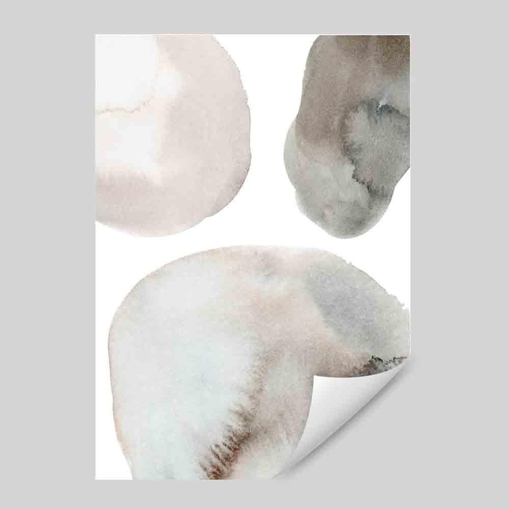 Beige and gray watercolor shapes art print 01 | Bowlift