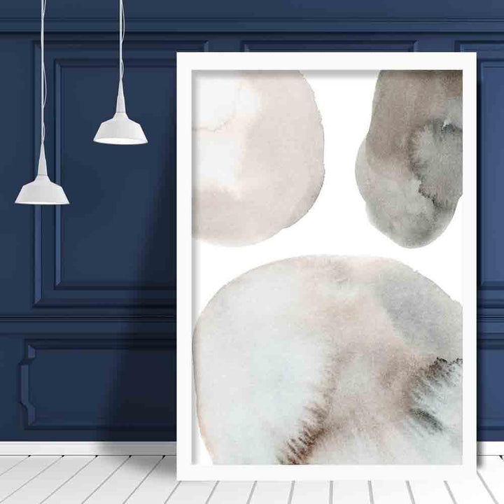 Beige and gray watercolor shapes art print 01 | Bowlift