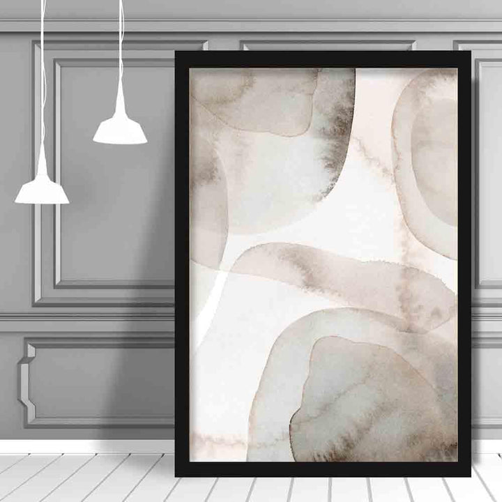 Beige and Gray Watercolor Shapes Art Print 02 | Bowlift