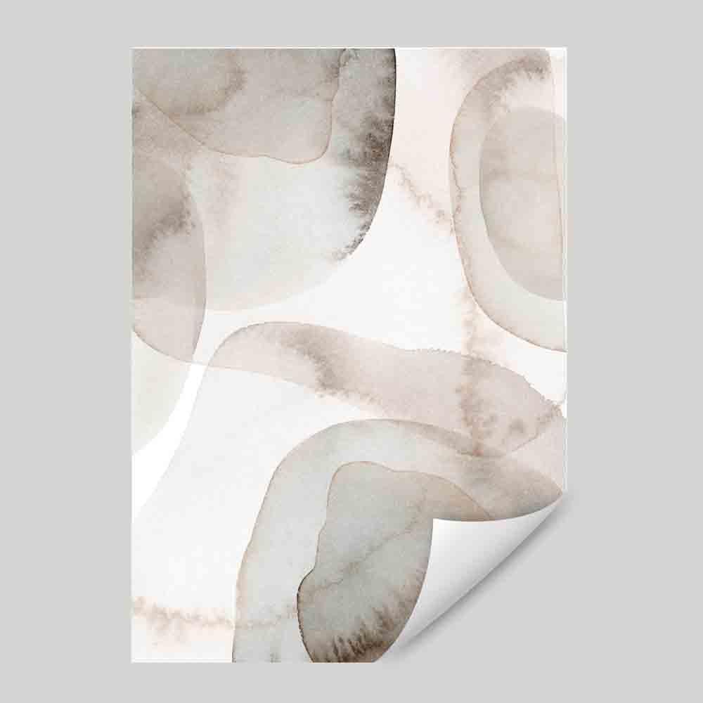 Beige and Gray Watercolor Shapes Art Print 02 | Bowlift