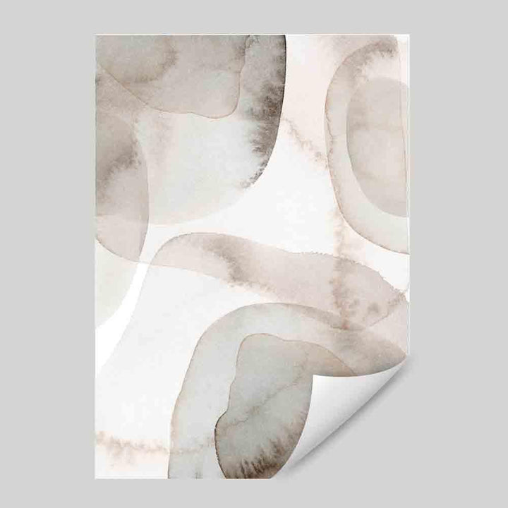 Beige and Gray Watercolor Shapes Art Print 02 | Bowlift