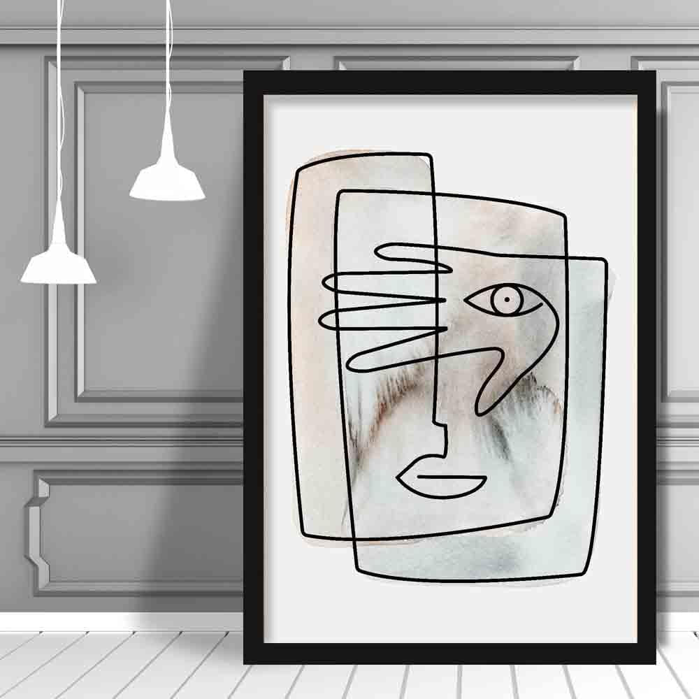 Abstract Watercolor Line Art Faces Wall Print 02 | Bowlift
