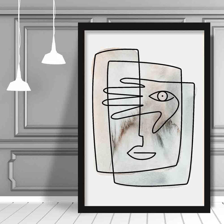 Abstract Watercolor Line Art Faces Wall Print 02 | Bowlift
