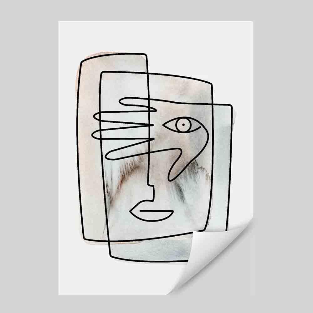 Abstract Watercolor Line Art Faces Wall Print 02 | Bowlift