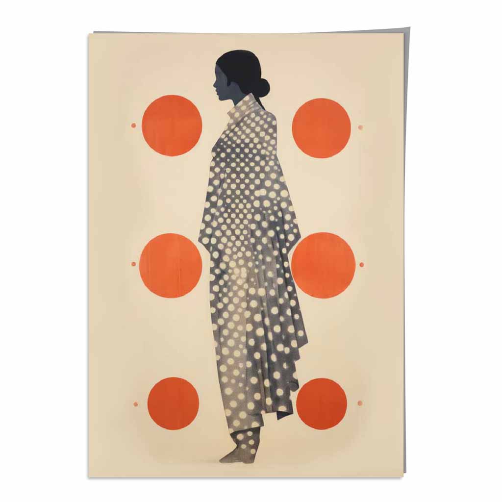 Beige, Black & Orange Fashion Illustration Print | Bowlift