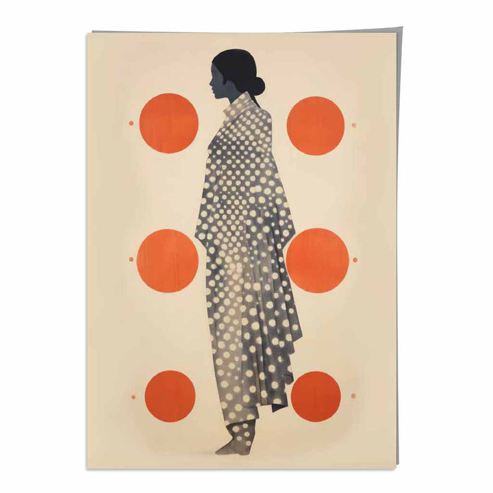 Beige, Black & Orange Fashion Illustration Print | Bowlift