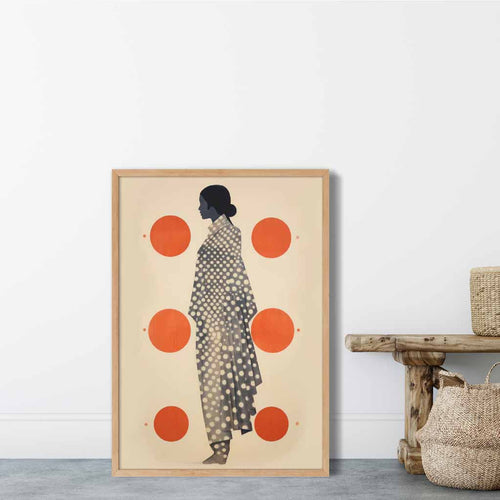 Beige, Black & Orange Fashion Illustration Print | Bowlift