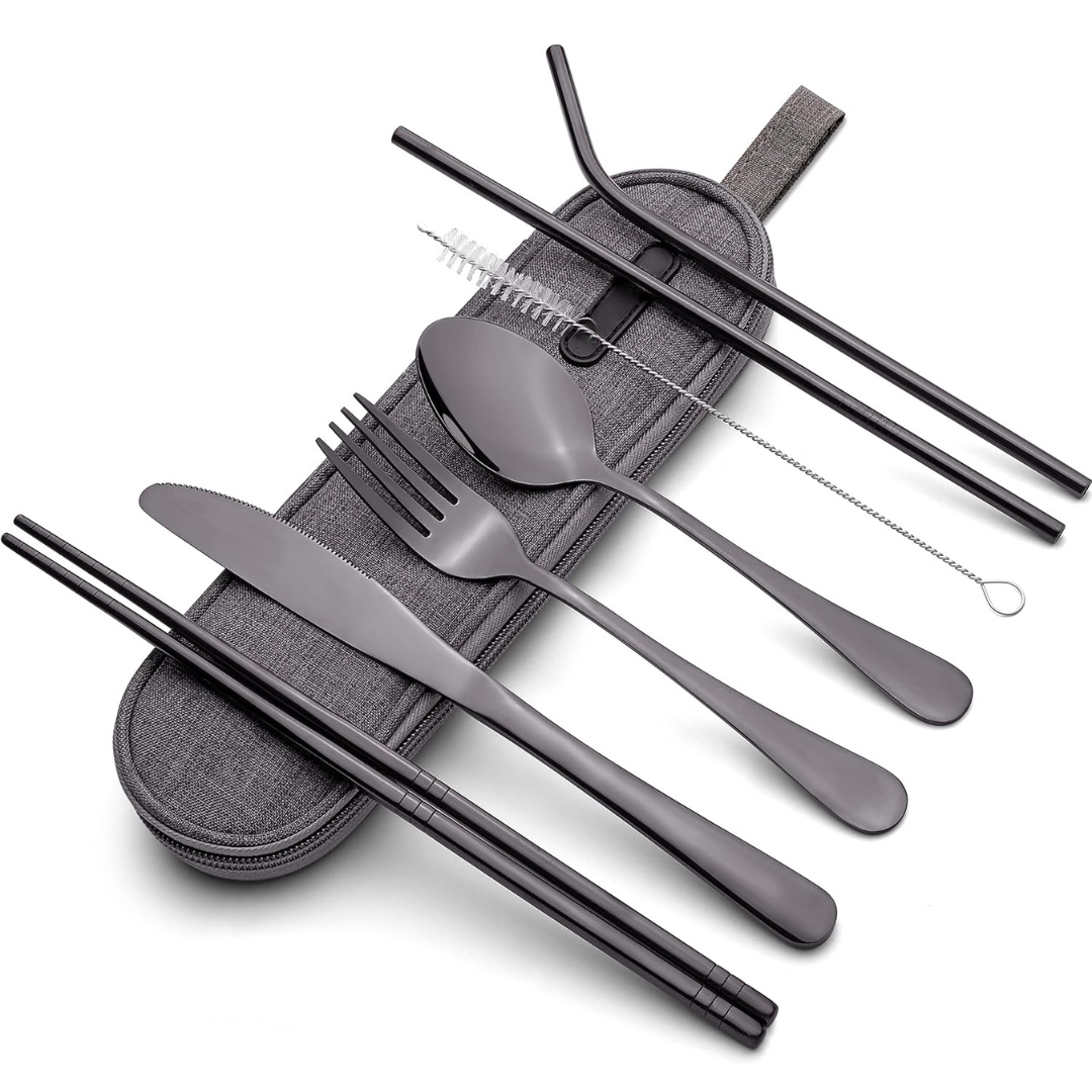 BowLift | Cutlery Set GoCutlery | 4-piece for on the go | Stainless Steel & BPA-free | With Transport Case