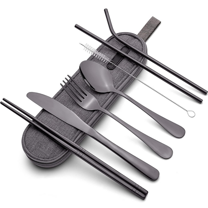 BowLift | Cutlery Set GoCutlery | 4-piece for on the go | Stainless Steel & BPA-free | With Transport Case