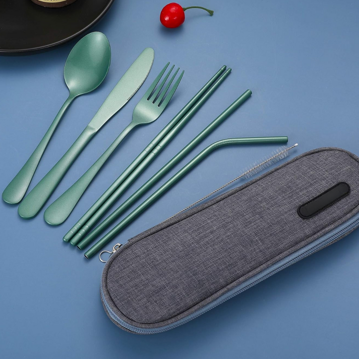 BowLift | Cutlery Set GoCutlery | 4-piece for on the go | Stainless Steel & BPA-free | With Transport Case