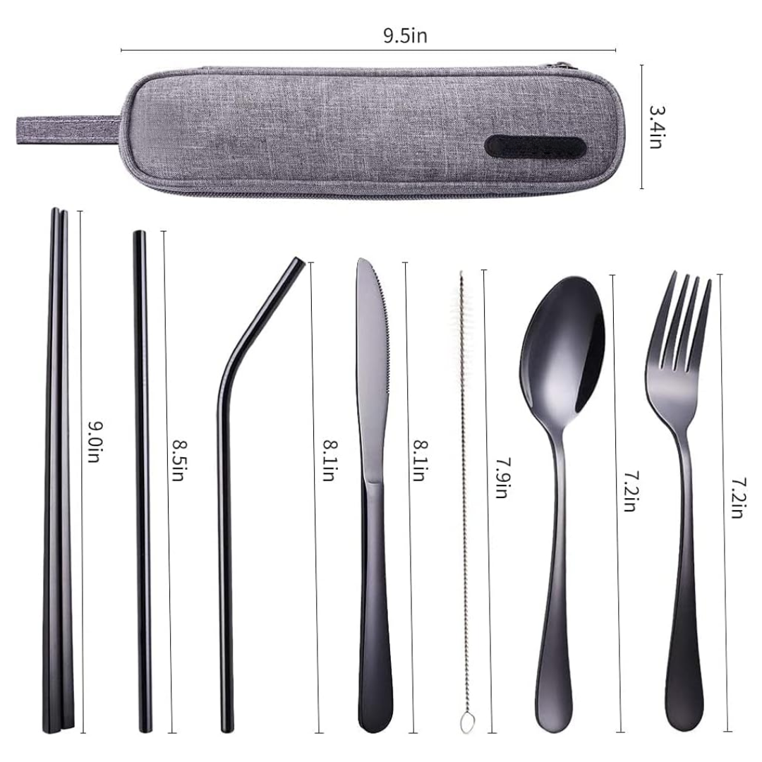 BowLift | Cutlery Set GoCutlery | 4-piece for on the go | Stainless Steel & BPA-free | With Transport Case