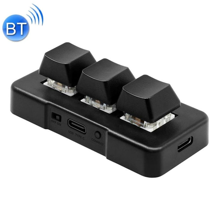 BowLift | MK321BT Bluetooth 5.1 3 Keys Customizable Keys Gaming Office PS Clip Macro Programming Keyboard (Black)