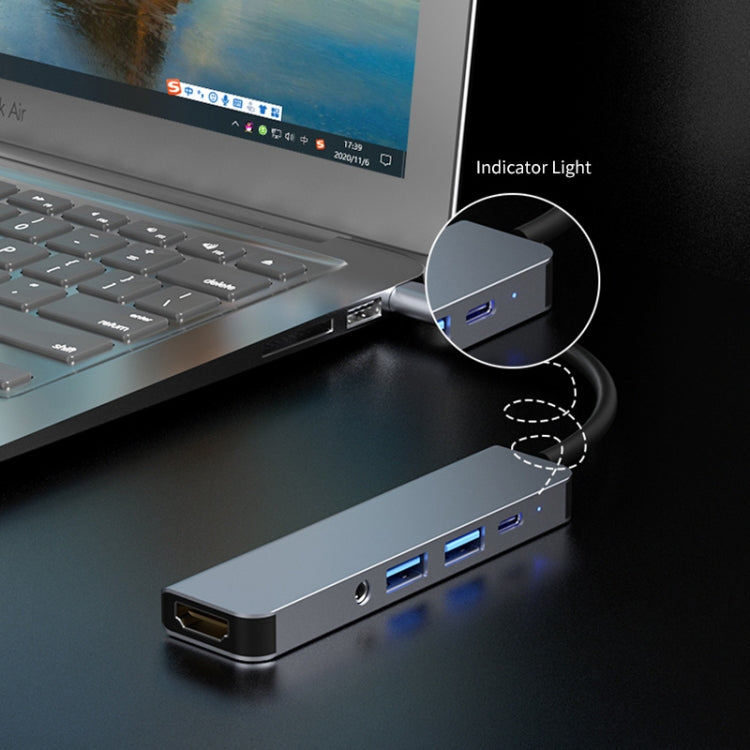 BowLift | ENKAY Hat-Prince 5 in 1 Type-C Hub 4K HDMI Converter Docking Station 3.5mm Audio Jack Adapter