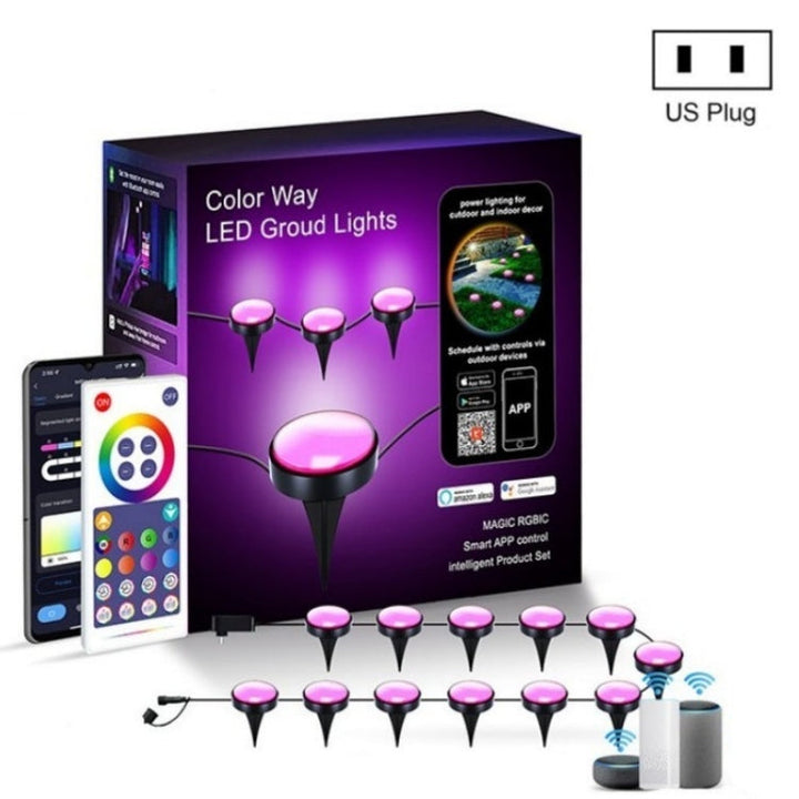 BowLift | CP01 Outdoor WIFI Smart APP Control Garden Light Music Synchronization Outdoor Ground Lights (US Plug)