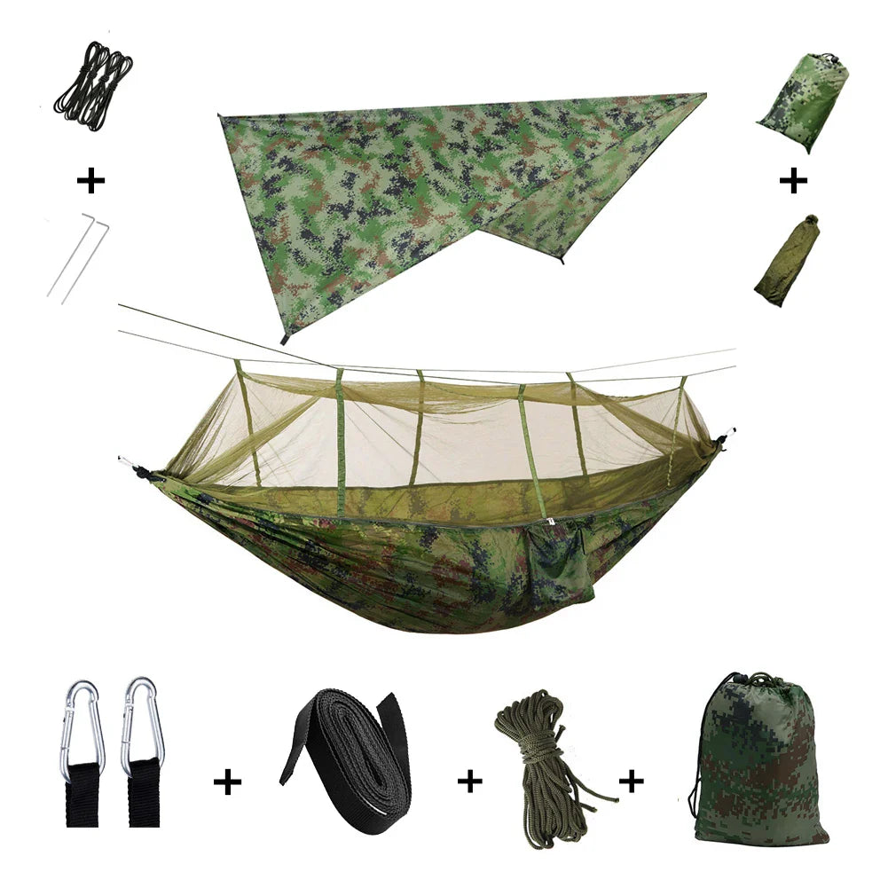 BowLift | Trek Viva Camping Hammock | Integrated Mosquito Net & Rain Cover | Ultralight & Tear Resistant | 3-in-1 Outdoor Solution