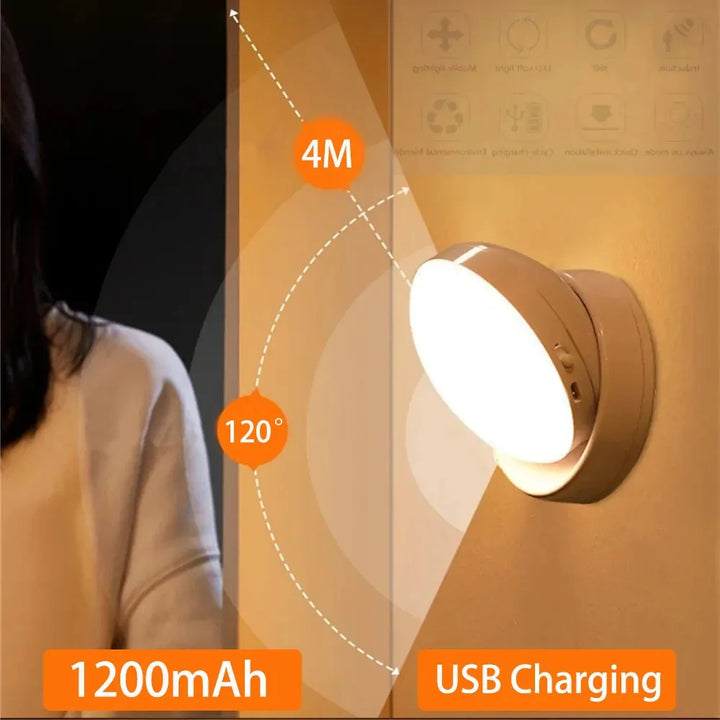 BowLift | LumiFlex360 LED Night Light | Motion Sensor | 360° Rotatable | Rechargeable | Magnetic & Wireless